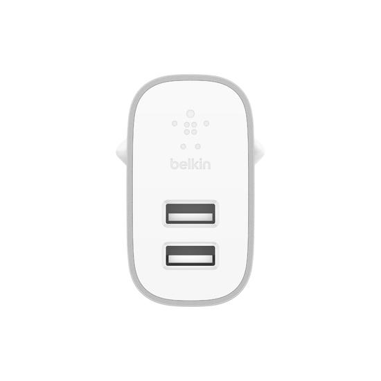 Belkin Boost Charge Cargador Corriente 2 USB 12+12W Plata/Blanco