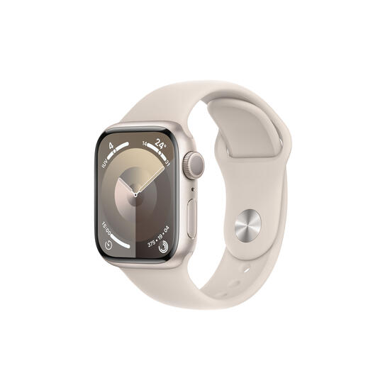 Apple Watch Series 9 | GPS | 41mm | Caja aluminio blanco estrella | Correa deportiva blanco estrella | Talla M/L