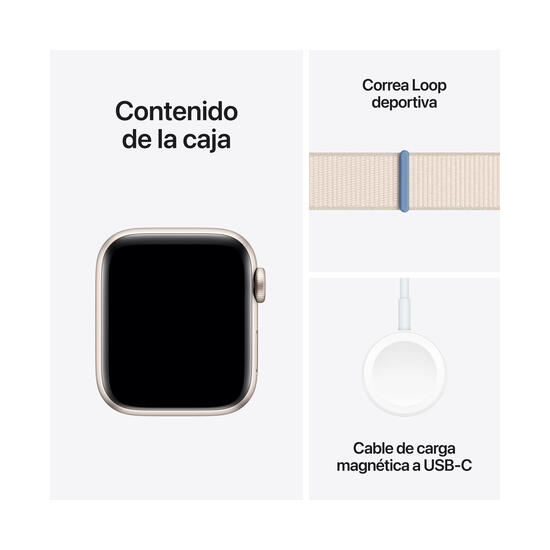 Apple Watch SE | GPS | 40mm | Caja Aluminio Blanco | Correa Loop deportiva Blanco Estrella | Única