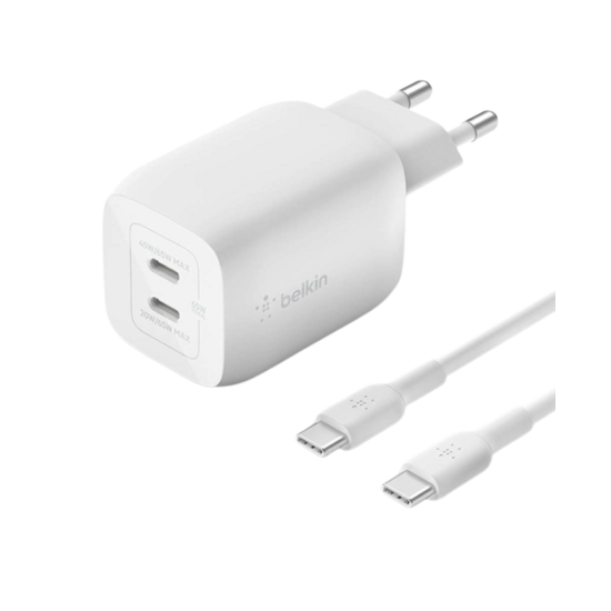 Belkin Boost Charge Cargador pared doble USB-C 65W PPS + Cable USB-C a USB-C