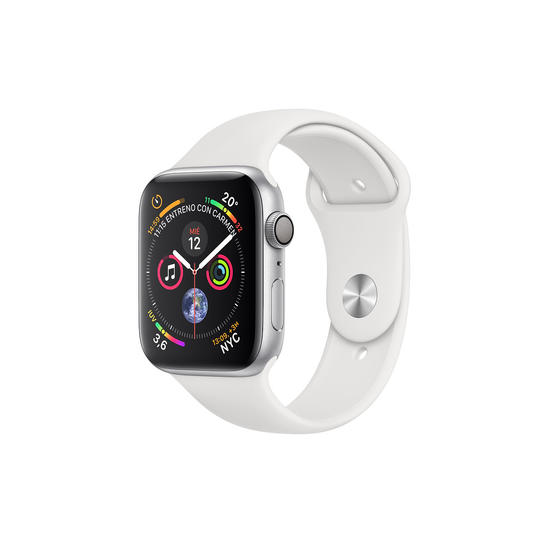 Apple Watch Series 4 40 mm Caja Aluminio Plata y correa deportiva Blanca