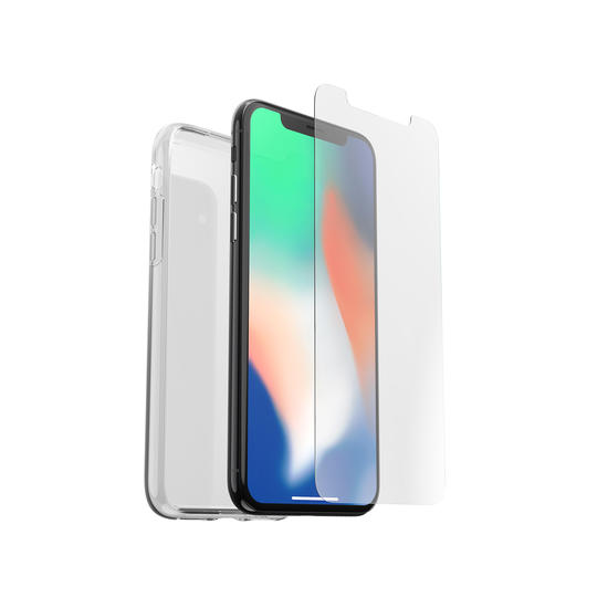 Otterbox Clearly Funda Gel Transparente + Protector Alpha Glass iPhone X/Xs