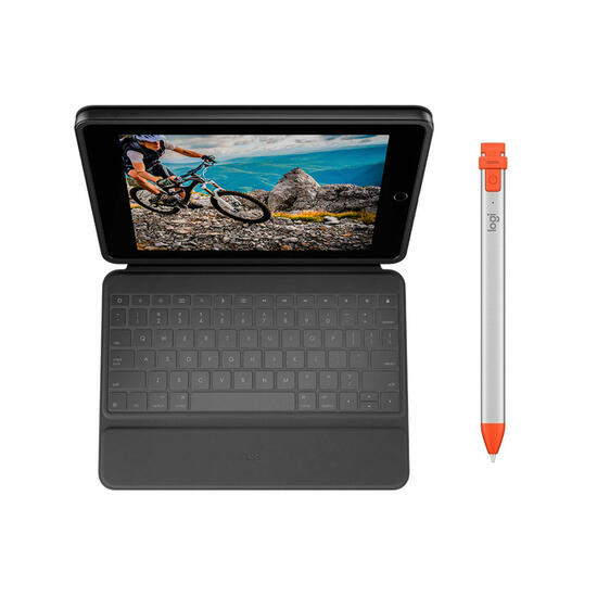 Logitech Pack Rugged Folio Funda con teclado + Logitech Crayon para iPad 10,2"
