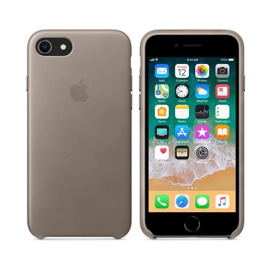 Apple Leather Case Funda piel iPhone 8 / 7 Marrón Topo