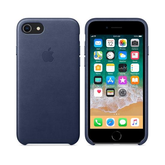 Apple Leather Case Funda piel iPhone 8 / 7 Azul Noche