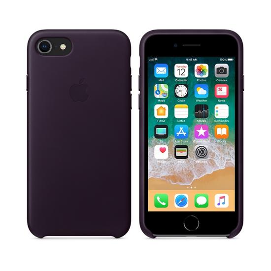Apple Leather Case Funda piel iPhone 8 / 7 Purpura Oscuro