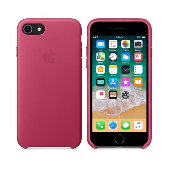 Apple Leather Case Funda piel iPhone 8 / 7 Rosa Fucsia