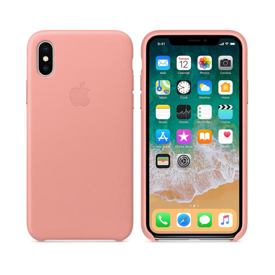 Apple Leather Case Funda iPhone X Rosa palo