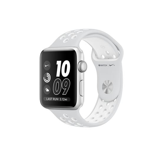 Apple Watch Nike+, 38mm Caja de Aluminio en Plata y Correa Nike Sport Platino Puro/Blanca