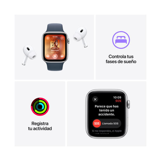 Apple Watch SE | GPS | 40mm | Caja Aluminio Blanco | Correa deportiva Blanco Estrella | S/M