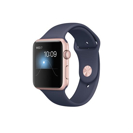 Apple Watch Series 1 42mm Caja Aluminio Oro Rosa y Correa Deportiva Azul Noche