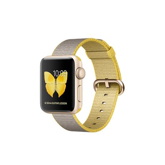 Apple Watch Series 2 38mm Caja Aluminio en Oro y Correa Nylon trenzado Amarilla/Gris claro