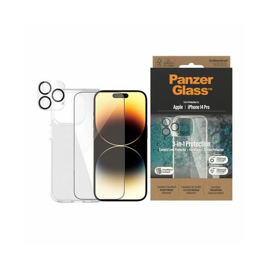 PanzerGlass Bundle Protector pantalla y lentes + funda iPhone 14 Pro