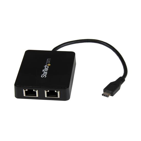 Startech Adaptador USB-C a 2 Gigabit Ethernet + USB Extra Negro