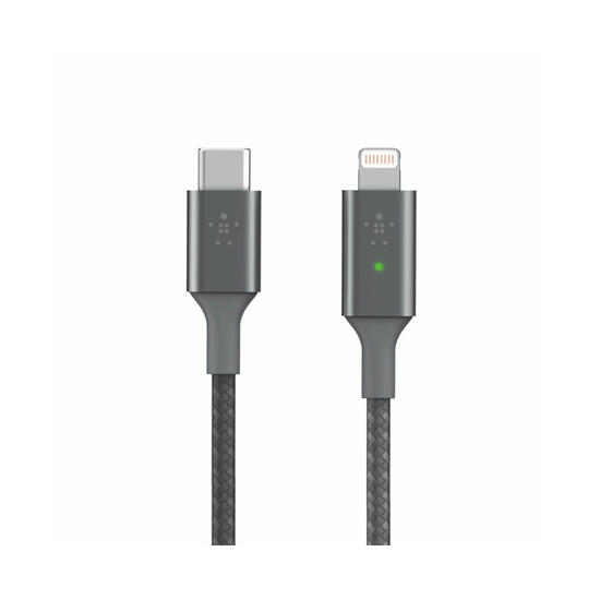Belkin Boost Charge Cable Lightning a USB-C con luz LED inteligente gris oscuro