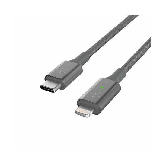 Belkin Boost Charge Cable Lightning a USB-C con luz LED inteligente gris oscuro