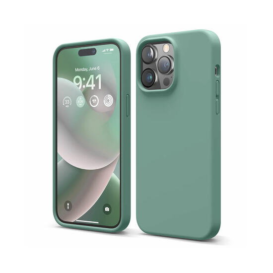 Elago Funda silicona iPhone 14 Pro Max verde medianoche