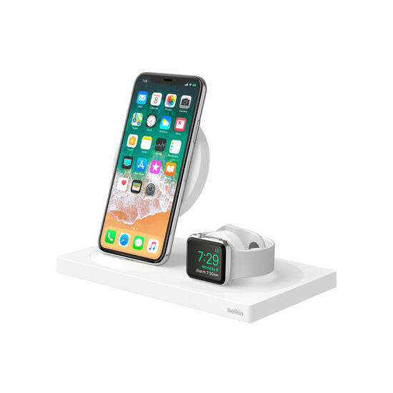 Belkin Boost Up Base de carga inalámbrica iPhone/Watch + USB-A blanco