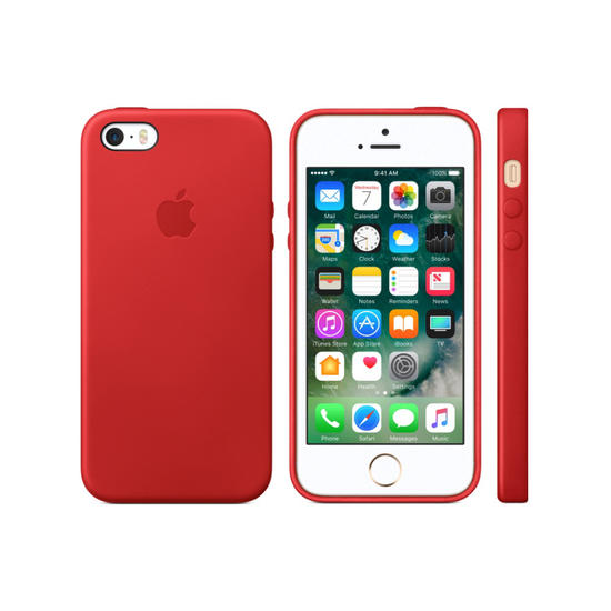 Como nuevo - Apple Leather Case Funda iPhone SE Rojo