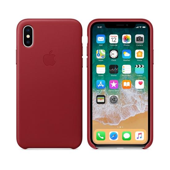 Funda Piel Leather Case Iphone X Rojo