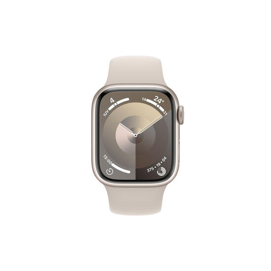 Apple Watch Series 9 | GPS | 41mm | Caja aluminio blanco estrella | Correa deportiva blanco estrella | Talla M/L