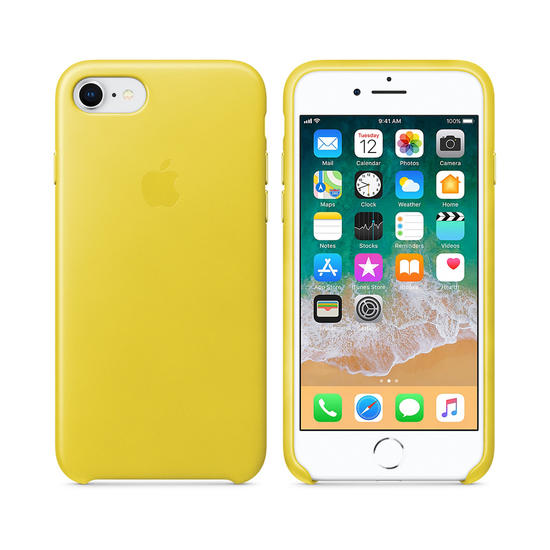 Apple Leather Case Funda piel iPhone 8 / 7 Amarillo Primavera