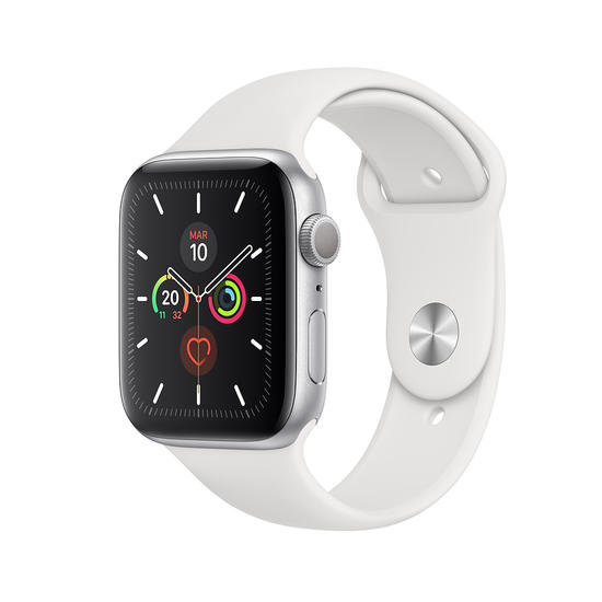 Apple Watch Series 5 GPS 44mm Caja Aluminio Plata Correa deportiva Blanco