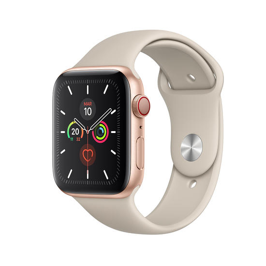 Apple Watch Series 5 GPS + Cellular 44mm Caja Acero Inoxidable Oro Correa deportiva Piedra