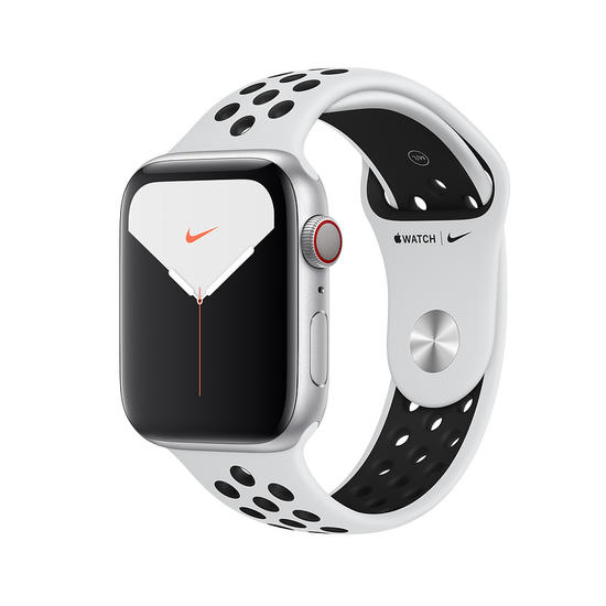 Apple Watch Nike Series 5 GPS + Cellular 44mm Caja Aluminio Plata Correa deportiva Pure Platinum/Negro Nike