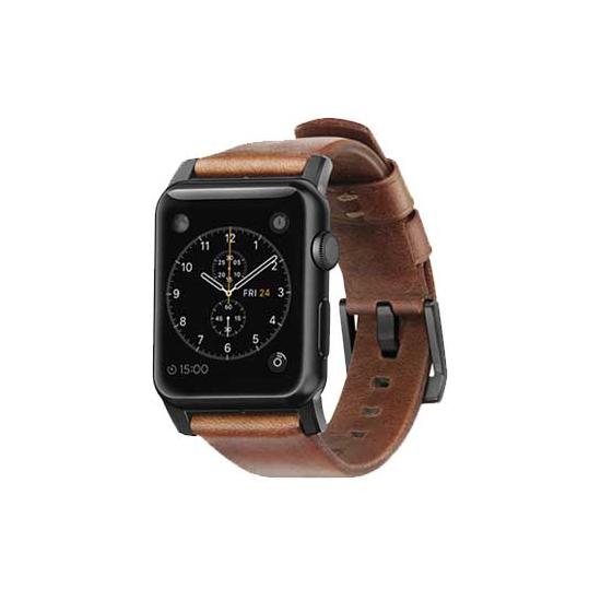 Nomad Leather Strap Modern Correa de cuero Apple Watch 42mm Marrón/Negro