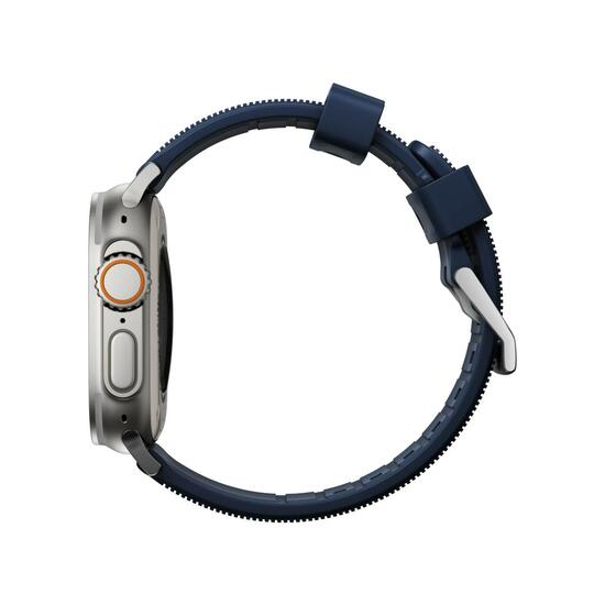 Nomad Rugged Band Correa Apple Watch 42/44/45/49mm | Correa azul | Hebilla plata