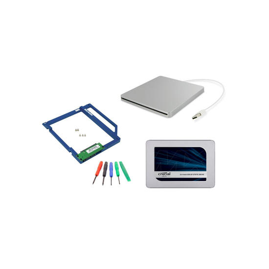 Kit ampliación SSD Crucial MX500 disco SSD 2TB para MBP 2009-2012 remplazo de unidad optica