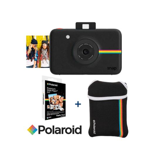 Pack Polaroid Snap Touch Negro + Estuche Neopreno + Pack Papel 20 hojas