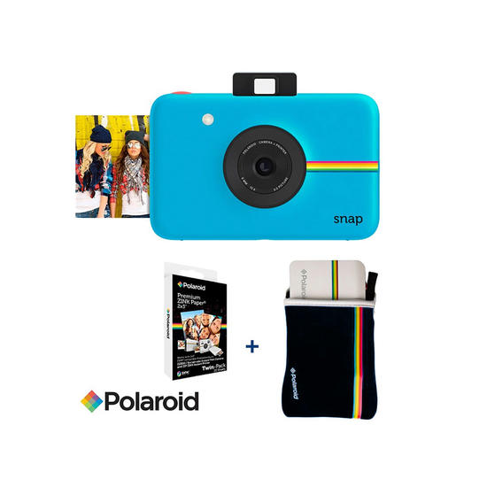Pack Polaroid Snap Touch Azul + Estuche + Pack Papel 20 hojas
