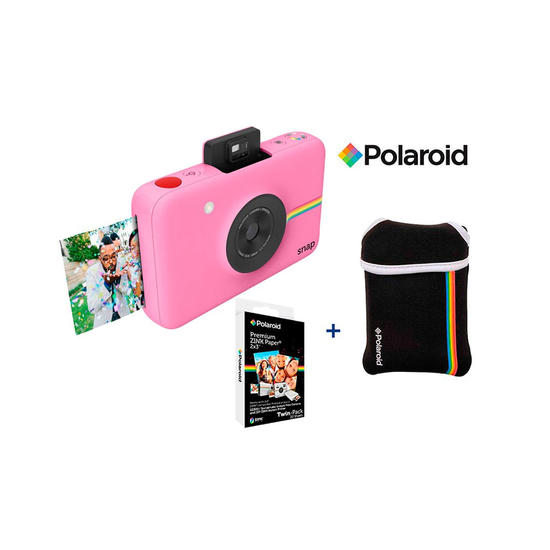 Cámara digital Polaroid Snap Touch Rosa + Estuche Neopreno + Pack Papel fotográfico 20 hojas