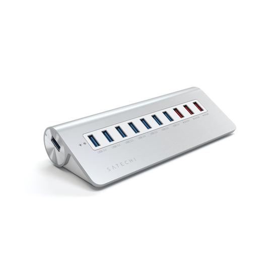 Satechi Hub 10 puertos USB 3.0 / 3 puertos de carga Plata