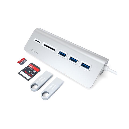 Satechi Hub Aluminio USB-C Lector de Tarjetas USB 3.0 Plata