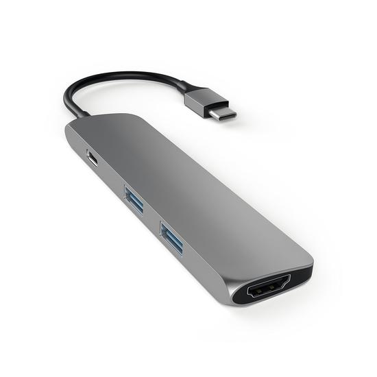 Satechi Hub Slim USB-C a USB-A/HDMI 4K/USB-C Gris Espacial