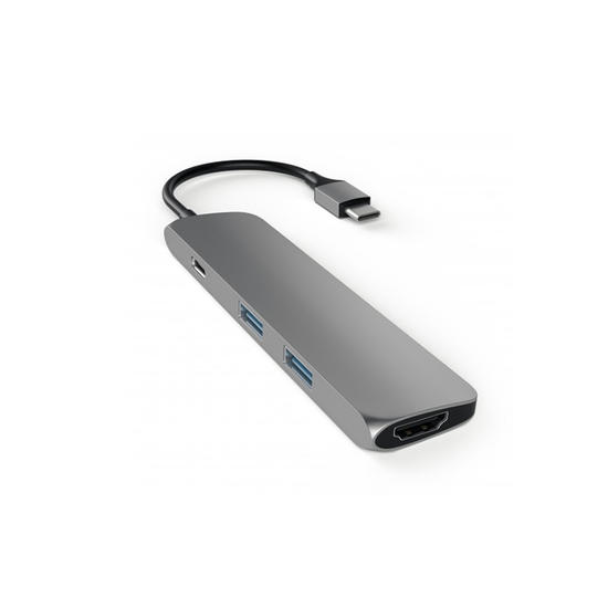 Satechi Hub Slim USB-C a USB-A/HDMI4K/USB-C Gris Espacial