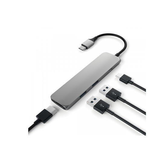 Satechi Hub Slim USB-C a USB-A/HDMI4K/USB-C Gris Espacial