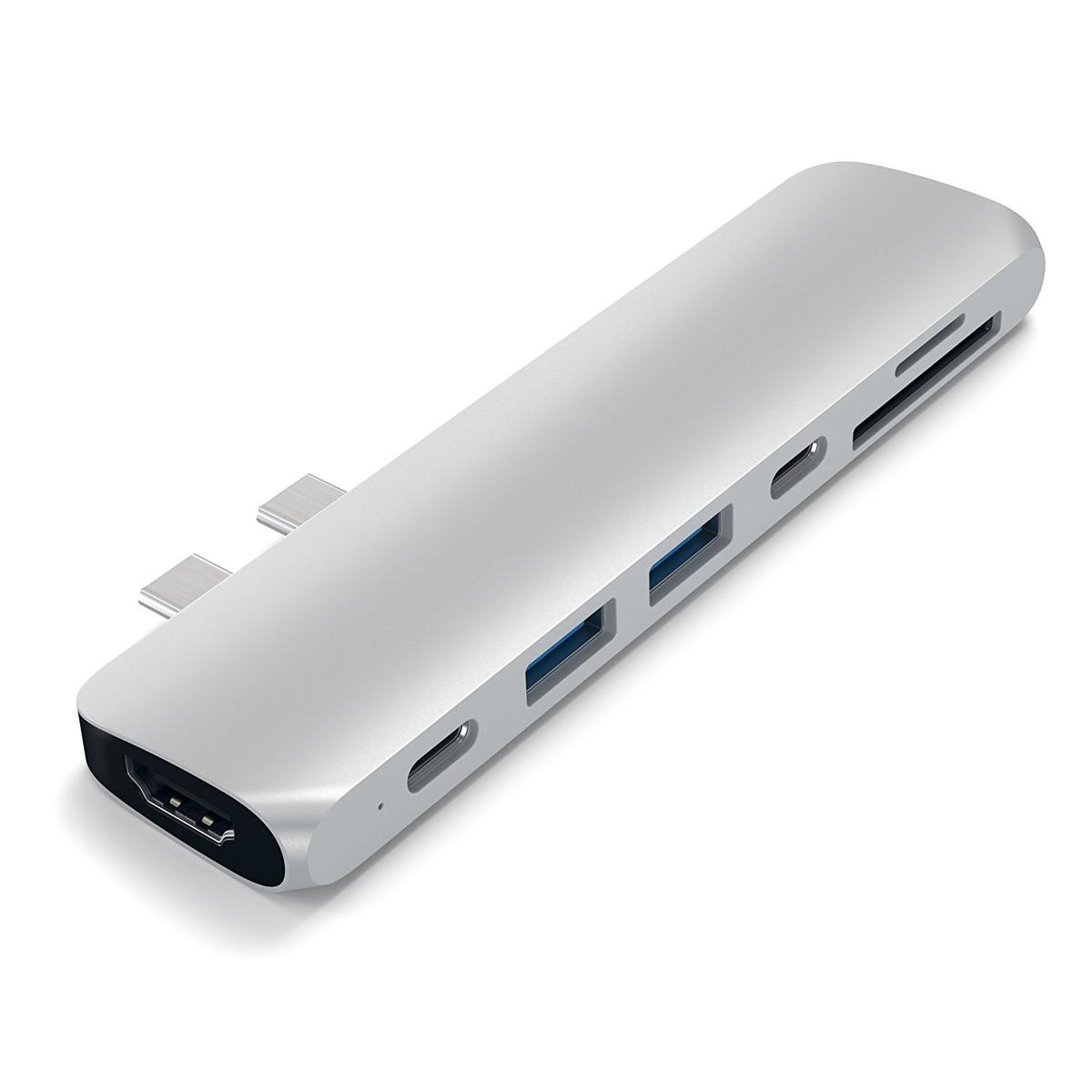 Thunderbolt 3 2 Puertos USB 3.0 para MacBook Pro Plata HDMI 4K 40Gbs Lector de Tarjetas SD/Micro Satechi Pro Hub Adaptador Tipo-C de Aluminio 